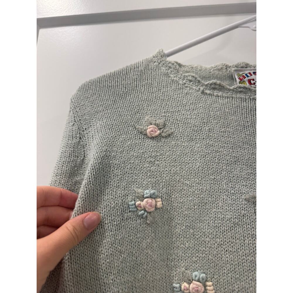 Vintage CSL Pastel Floral Knit Sweater Cottagecore Grandpa Chic Size M - Picture 3 of 10